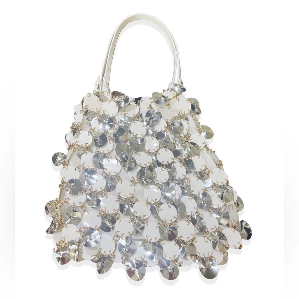 Rabanne By Paco Rabanne Sparkle Silver Disc Bag New